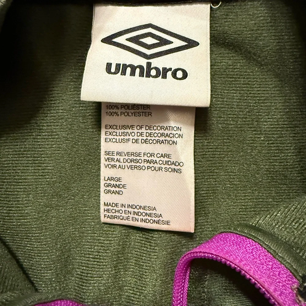 Umbro Olive Green track Jacket with pink Accents size L - Picture 3 of 4